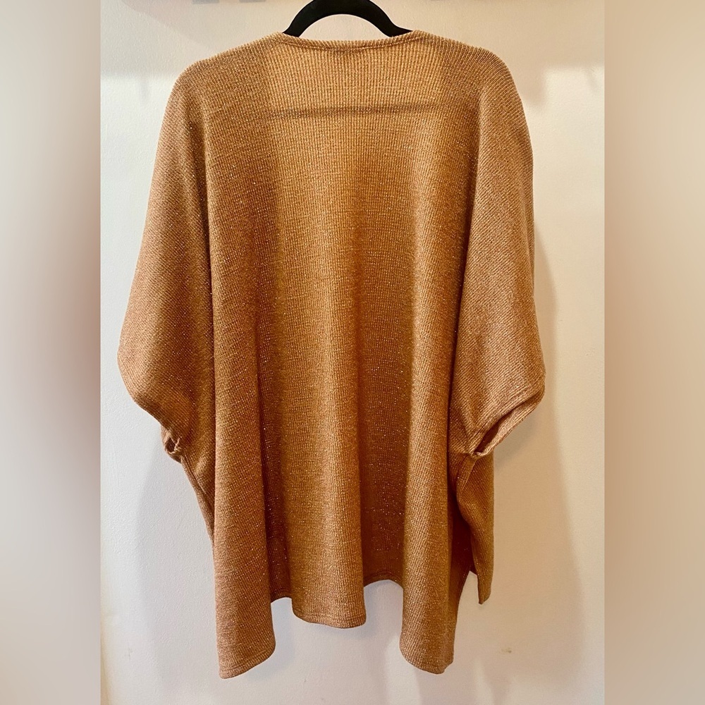 White Birch Gold Glittery Women's Open Cardigan Poncho Size Large - Picture 2 of 6